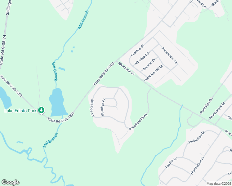 map of restaurants, bars, coffee shops, grocery stores, and more near Middle Parkway in Orangeburg County