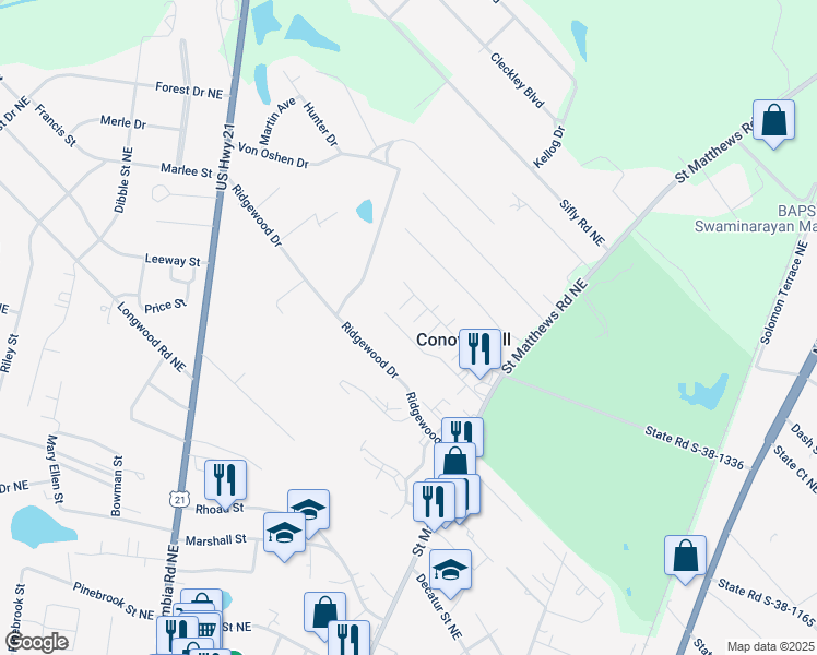 map of restaurants, bars, coffee shops, grocery stores, and more near 144 Keyport Court in Orangeburg