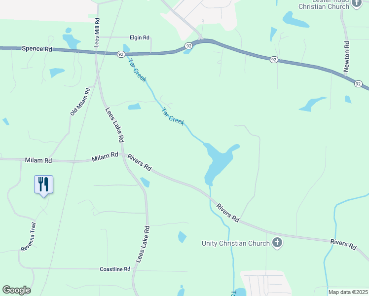 map of restaurants, bars, coffee shops, grocery stores, and more near 555 Rivers Road in Fayetteville