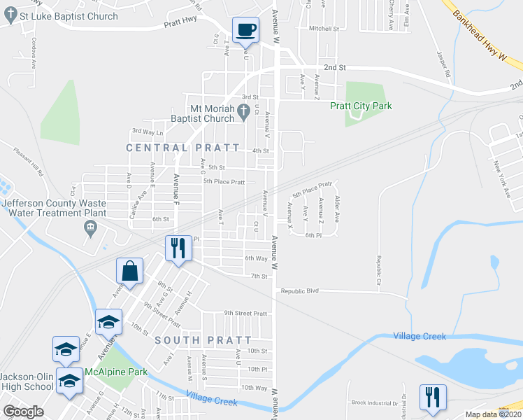 map of restaurants, bars, coffee shops, grocery stores, and more near 564 Avenue V in Birmingham
