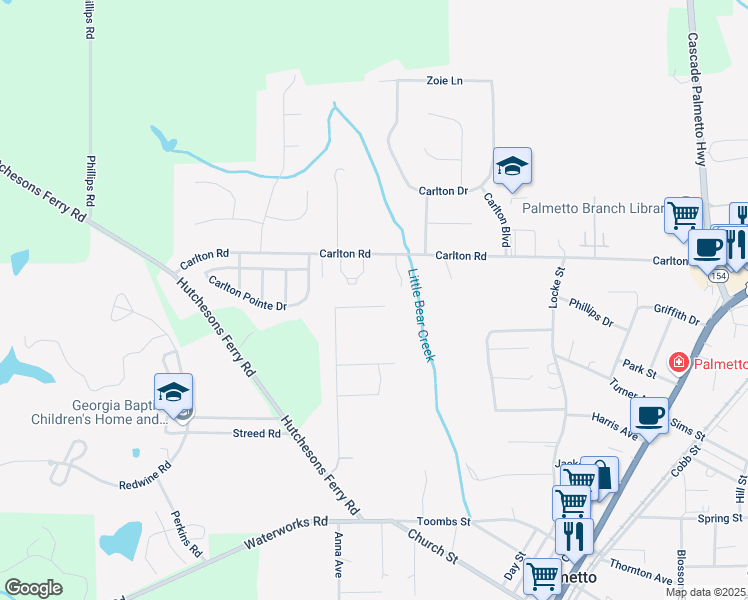 map of restaurants, bars, coffee shops, grocery stores, and more near 554 Palmetto Oaks Trail in Palmetto