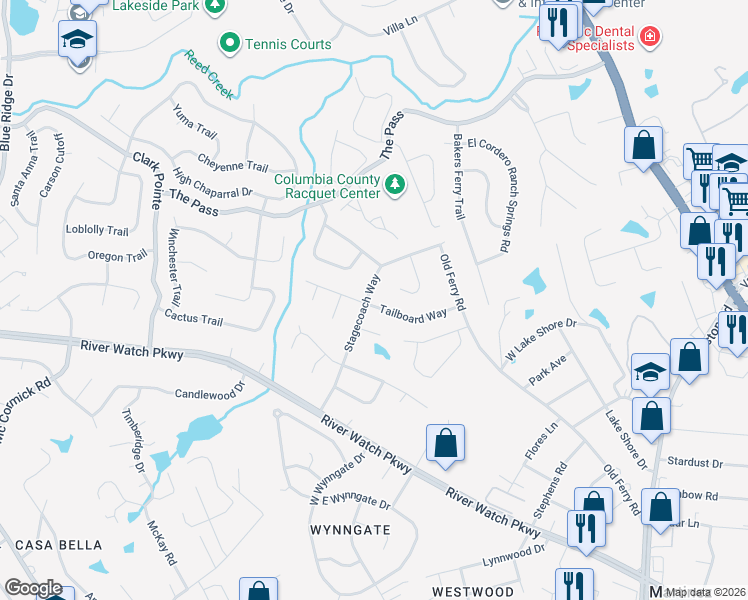 map of restaurants, bars, coffee shops, grocery stores, and more near 3751 Tailboard Way in Martinez