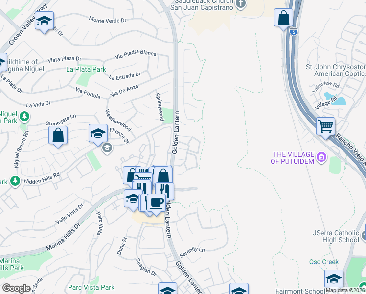 map of restaurants, bars, coffee shops, grocery stores, and more near 43 Pearl in Laguna Niguel