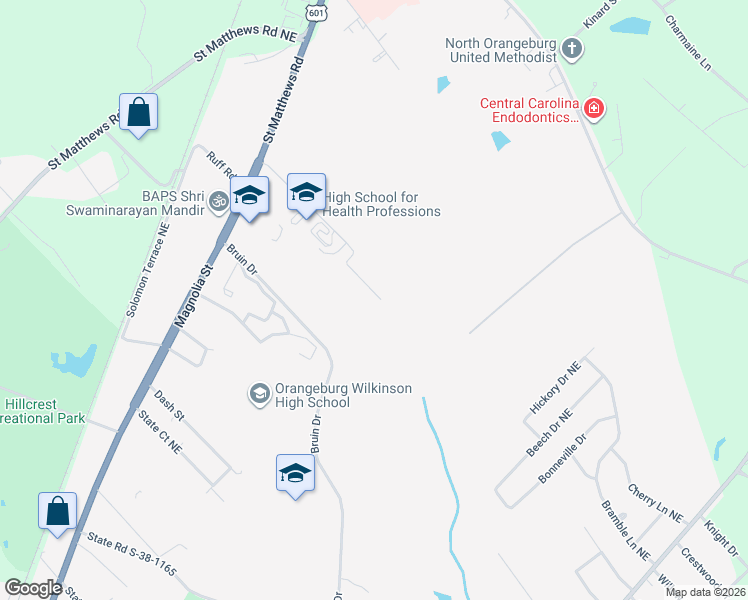 map of restaurants, bars, coffee shops, grocery stores, and more near 3720 Magnolia Street in Orangeburg