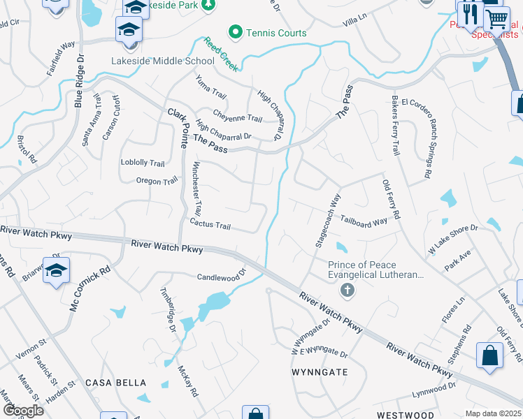 map of restaurants, bars, coffee shops, grocery stores, and more near 3715 Cactus Trail in Augusta