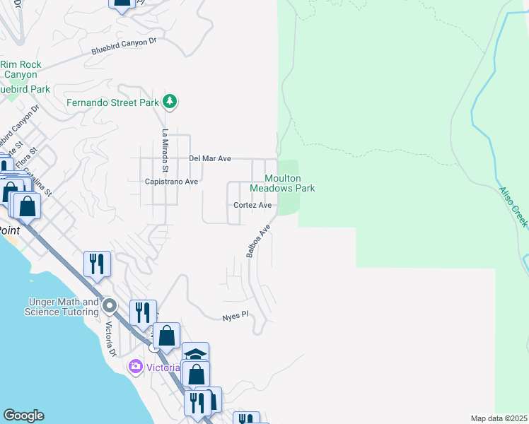 map of restaurants, bars, coffee shops, grocery stores, and more near 854 Tia Juana Street in Laguna Beach