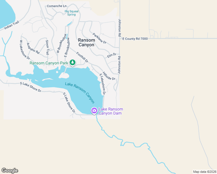 map of restaurants, bars, coffee shops, grocery stores, and more near 7 Tanglewood in Ransom Canyon