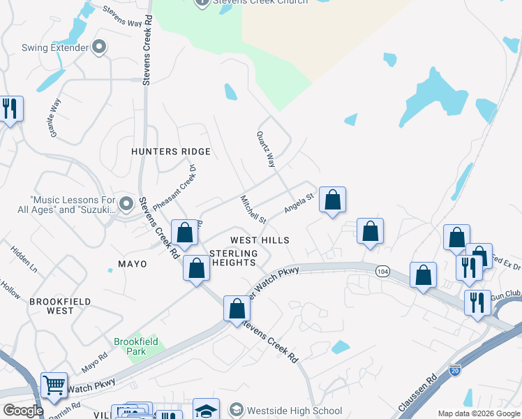 map of restaurants, bars, coffee shops, grocery stores, and more near 3003 Angela St in Augusta