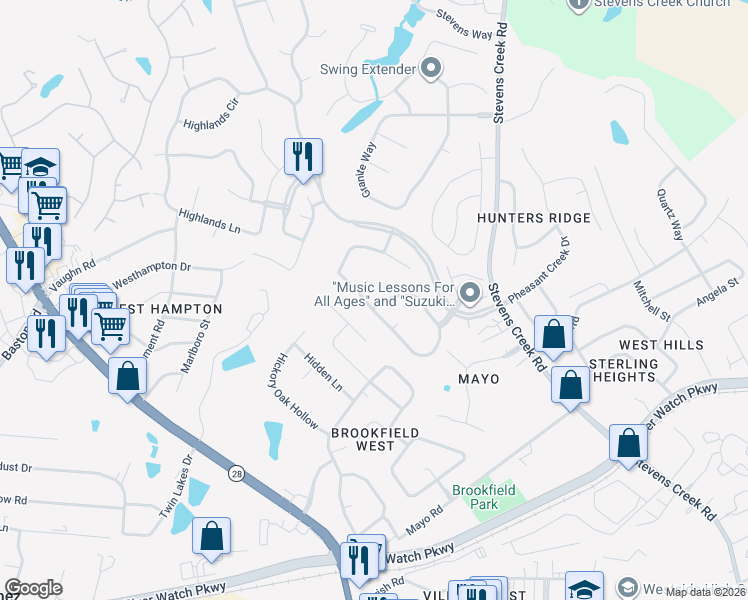 map of restaurants, bars, coffee shops, grocery stores, and more near 317 Rabun Valley Lane in Martinez