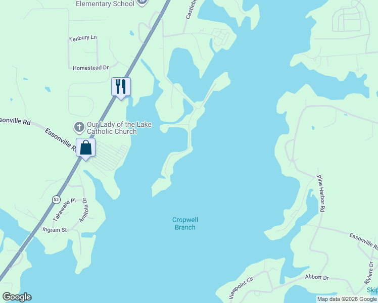 map of restaurants, bars, coffee shops, grocery stores, and more near 243 Rock Inn Point in Pell City