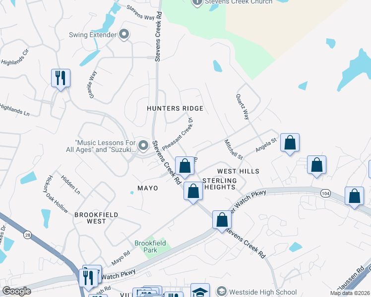 map of restaurants, bars, coffee shops, grocery stores, and more near 2722 Boars Head Road in Augusta
