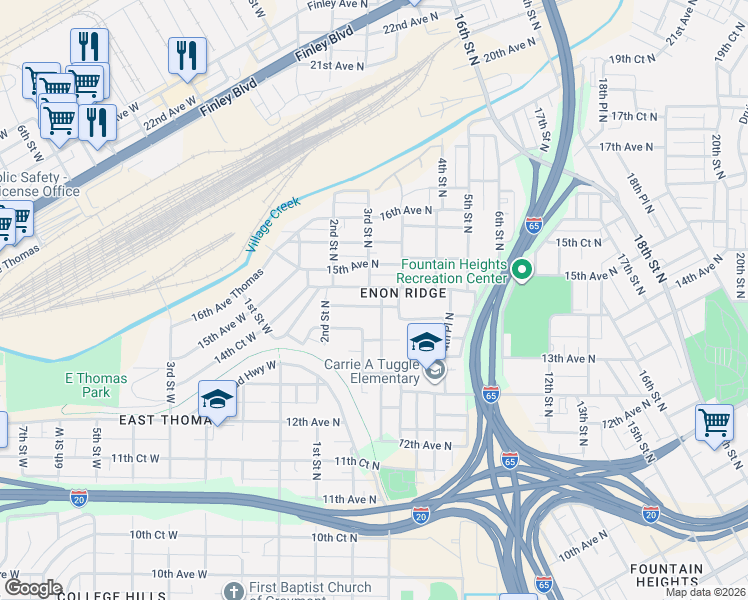 map of restaurants, bars, coffee shops, grocery stores, and more near 248 14th Avenue North in Birmingham