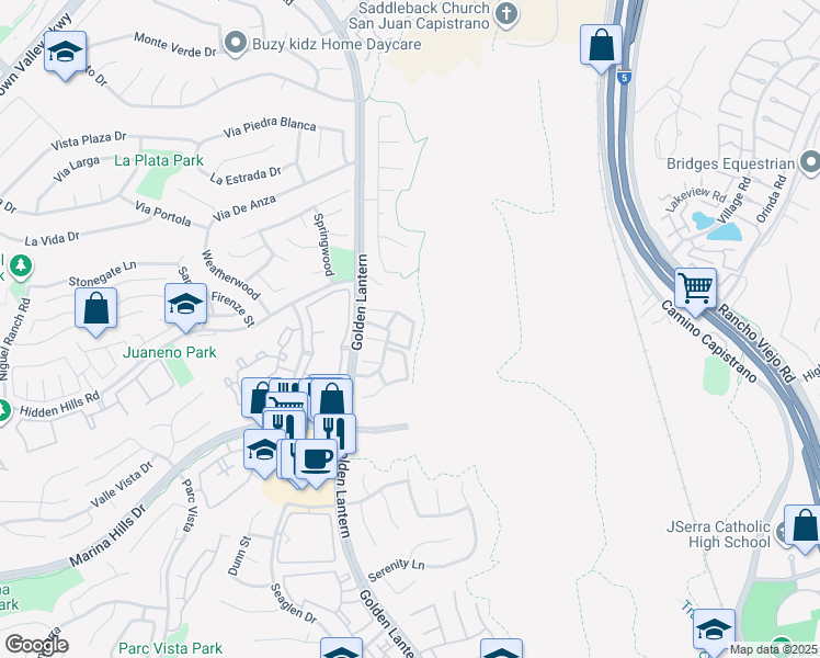 map of restaurants, bars, coffee shops, grocery stores, and more near 133 Pearl in Laguna Niguel