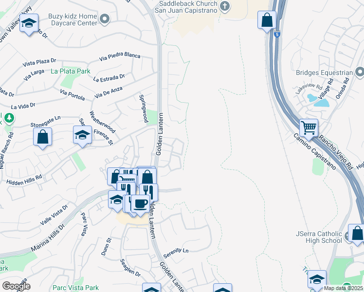 map of restaurants, bars, coffee shops, grocery stores, and more near 82 Largo Street in Laguna Niguel