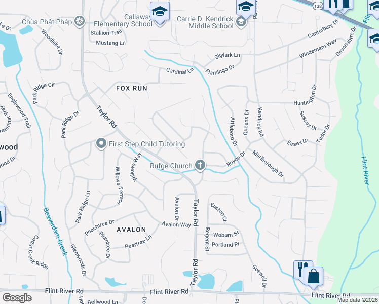 map of restaurants, bars, coffee shops, grocery stores, and more near 8334 Mountain Pass in Riverdale