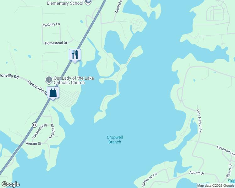 map of restaurants, bars, coffee shops, grocery stores, and more near 243 Rock Inn Point in Pell City