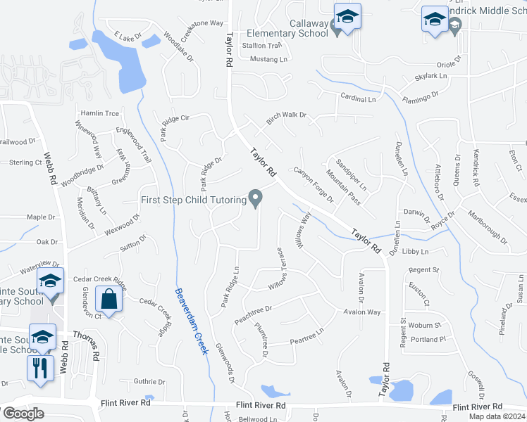 map of restaurants, bars, coffee shops, grocery stores, and more near 8310 Glenwoods Terrace in Riverdale