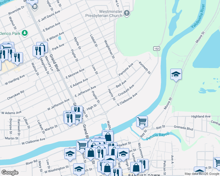 map of restaurants, bars, coffee shops, grocery stores, and more near 421 Bell Ave in Greenwood