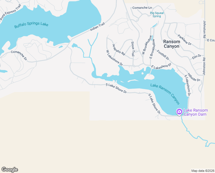 map of restaurants, bars, coffee shops, grocery stores, and more near 69 South Lake Shore Drive in Ransom Canyon