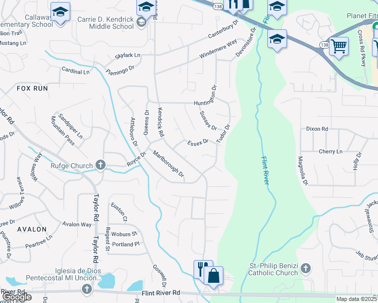 map of restaurants, bars, coffee shops, grocery stores, and more near 254 Kendrick Court in Jonesboro