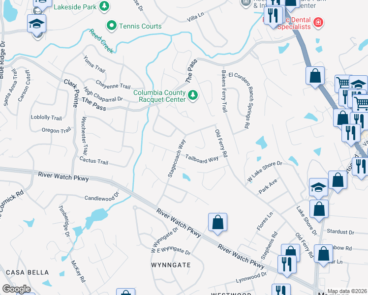 map of restaurants, bars, coffee shops, grocery stores, and more near 3751 Tailboard Way in Martinez