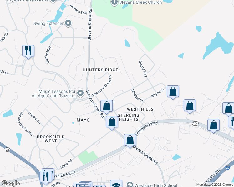 map of restaurants, bars, coffee shops, grocery stores, and more near 820 Mayo Lane in Augusta
