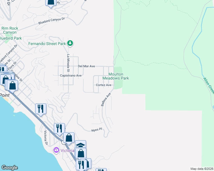 map of restaurants, bars, coffee shops, grocery stores, and more near 1973 Cortez Avenue in Laguna Beach