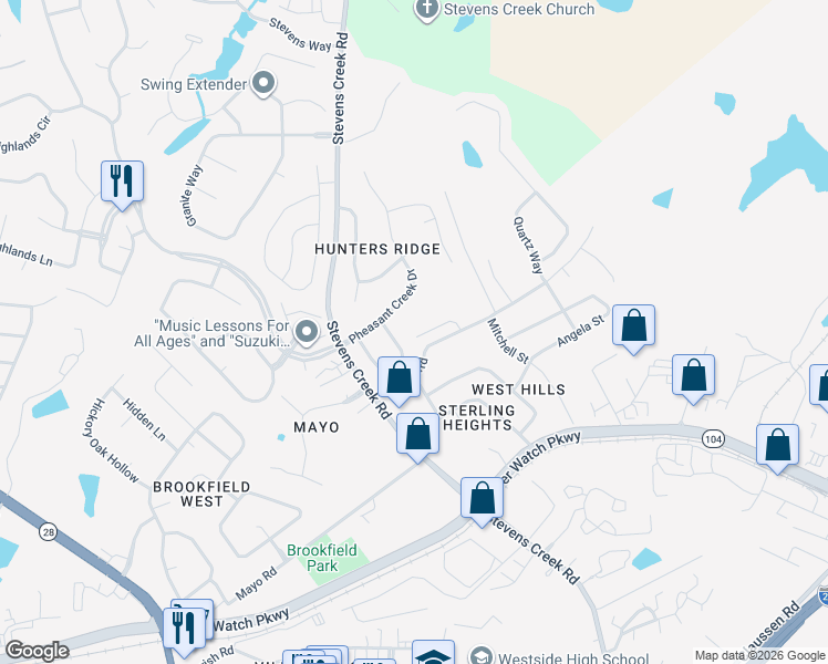 map of restaurants, bars, coffee shops, grocery stores, and more near 2722 Boars Head Road in Augusta
