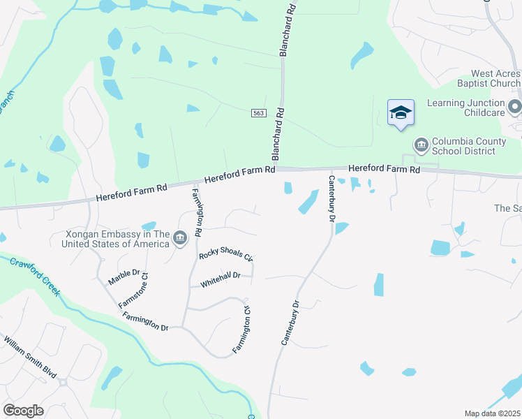 map of restaurants, bars, coffee shops, grocery stores, and more near 4843 Appletree Court in Evans