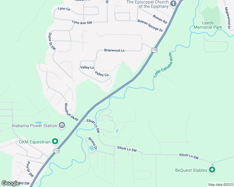 map of restaurants, bars, coffee shops, grocery stores, and more near 1637 Montevallo Road Southwest in Leeds