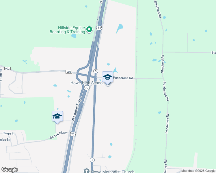 map of restaurants, bars, coffee shops, grocery stores, and more near 200 Ponderosa Road in Howe