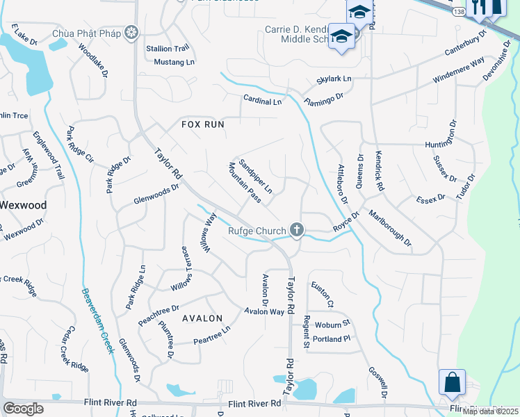 map of restaurants, bars, coffee shops, grocery stores, and more near 8311 Mountain Pass in Riverdale