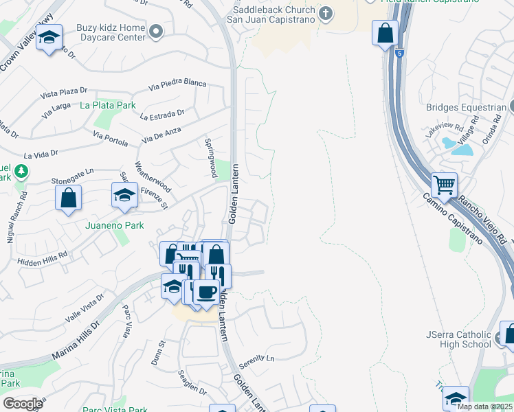 map of restaurants, bars, coffee shops, grocery stores, and more near 60 Largo Street in Laguna Niguel