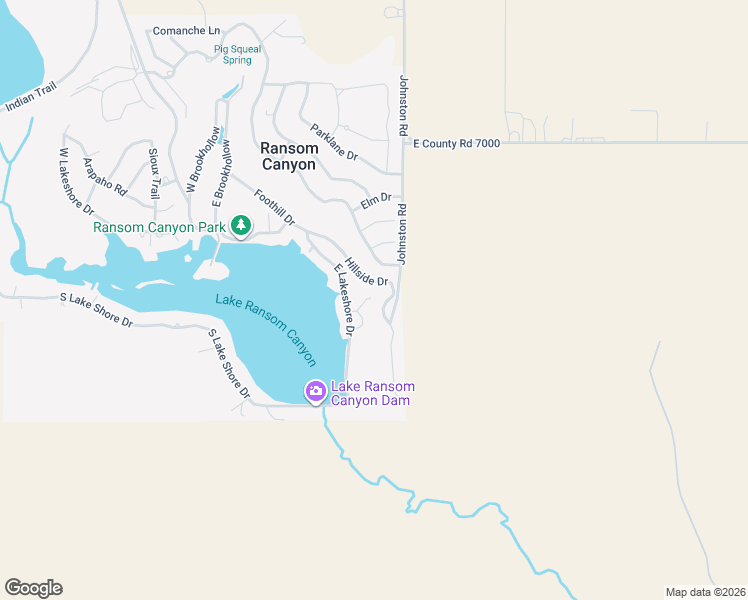 map of restaurants, bars, coffee shops, grocery stores, and more near 7 Tanglewood in Ransom Canyon