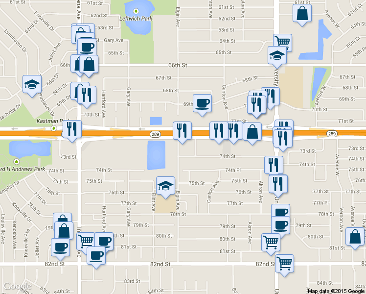 map of restaurants, bars, coffee shops, grocery stores, and more near 2817 S Loop 289 in Lubbock