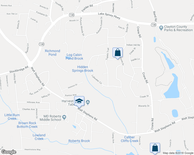 map of restaurants, bars, coffee shops, grocery stores, and more near 1949 Lullwater Circle in Jonesboro