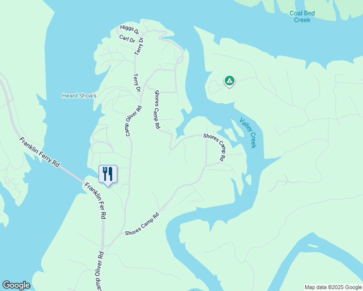 map of restaurants, bars, coffee shops, grocery stores, and more near 330 Shores Camp Road in Adger