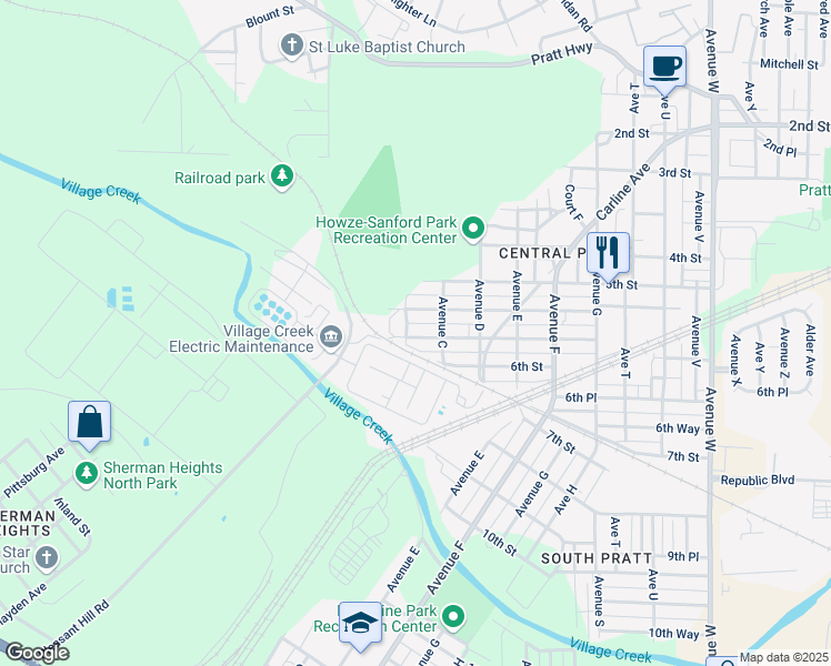 map of restaurants, bars, coffee shops, grocery stores, and more near 207 5th Way in Birmingham