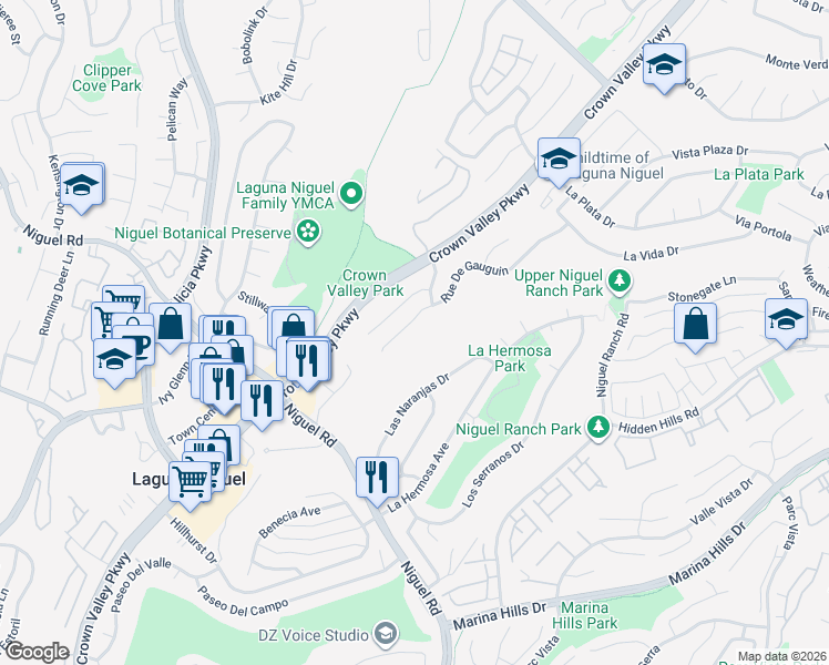 map of restaurants, bars, coffee shops, grocery stores, and more near 24202 Rue De Gauguin in Laguna Niguel