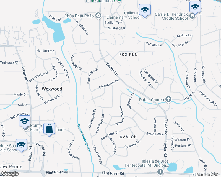 map of restaurants, bars, coffee shops, grocery stores, and more near 8295 Glenwoods Terrace in Riverdale