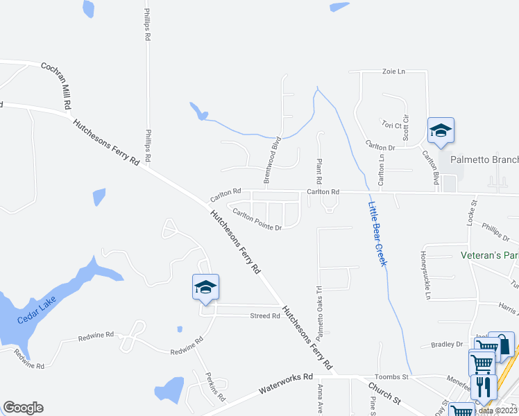 map of restaurants, bars, coffee shops, grocery stores, and more near 712 Carlton Pointe Way in Palmetto