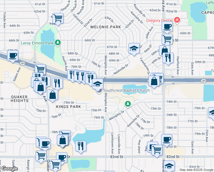 map of restaurants, bars, coffee shops, grocery stores, and more near 3706 73rd Street in Lubbock