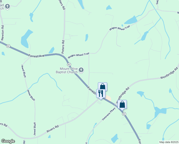 map of restaurants, bars, coffee shops, grocery stores, and more near Barsi Point in Fayette County