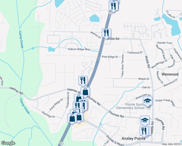 map of restaurants, bars, coffee shops, grocery stores, and more near 707 Chase Ridge Drive in Riverdale