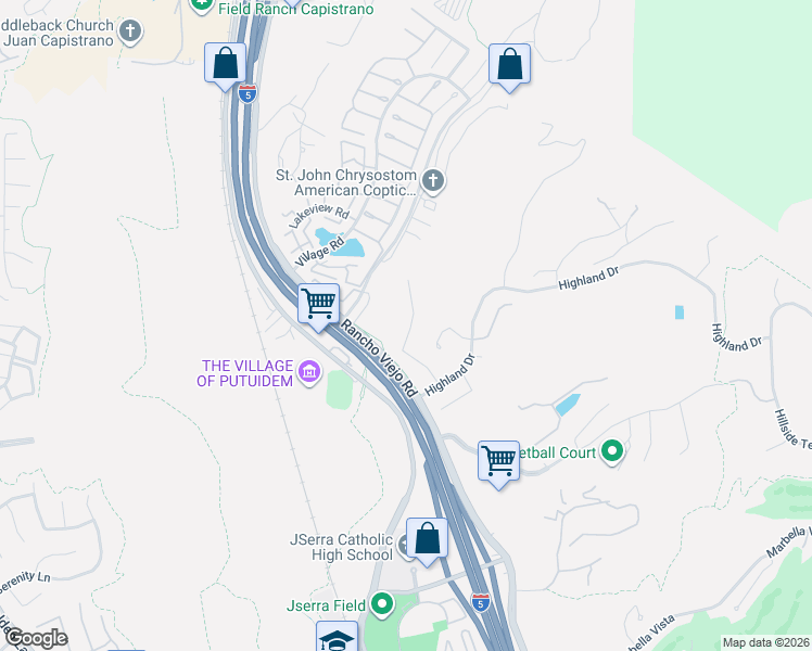 map of restaurants, bars, coffee shops, grocery stores, and more near 29922 Imperial Drive in San Juan Capistrano