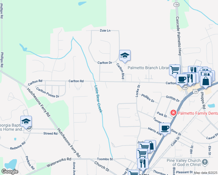 map of restaurants, bars, coffee shops, grocery stores, and more near 605 Little Bear Drive in Palmetto