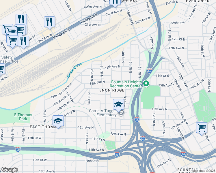 map of restaurants, bars, coffee shops, grocery stores, and more near 248 14th Avenue North in Birmingham