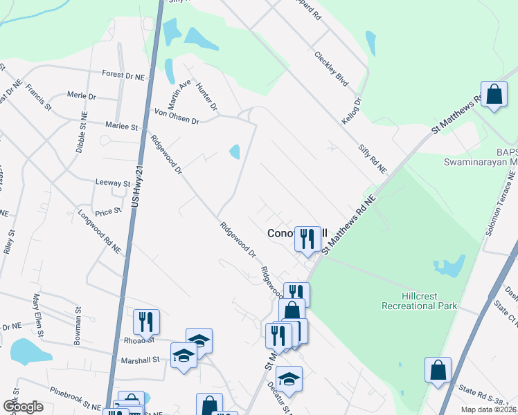 map of restaurants, bars, coffee shops, grocery stores, and more near 144 Keyport Court in Orangeburg
