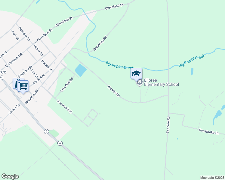 map of restaurants, bars, coffee shops, grocery stores, and more near 335 Warrior Drive in Elloree