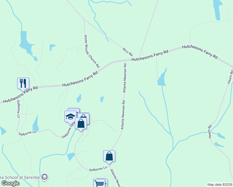 map of restaurants, bars, coffee shops, grocery stores, and more near 10185 Hutchesons Ferry Road in Palmetto